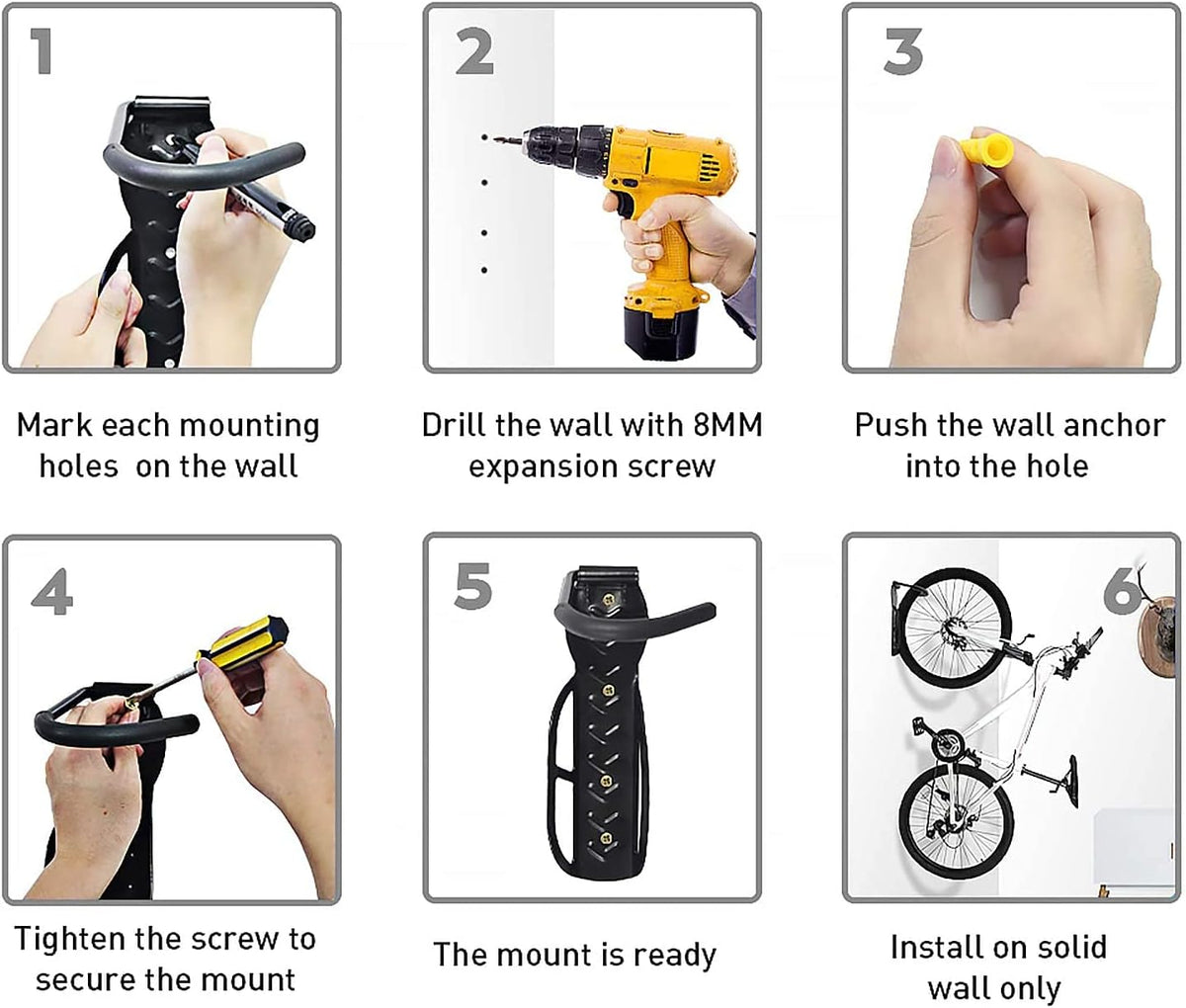 Bike Mount Wall 4PCS Vertical Bike Hangers F8857