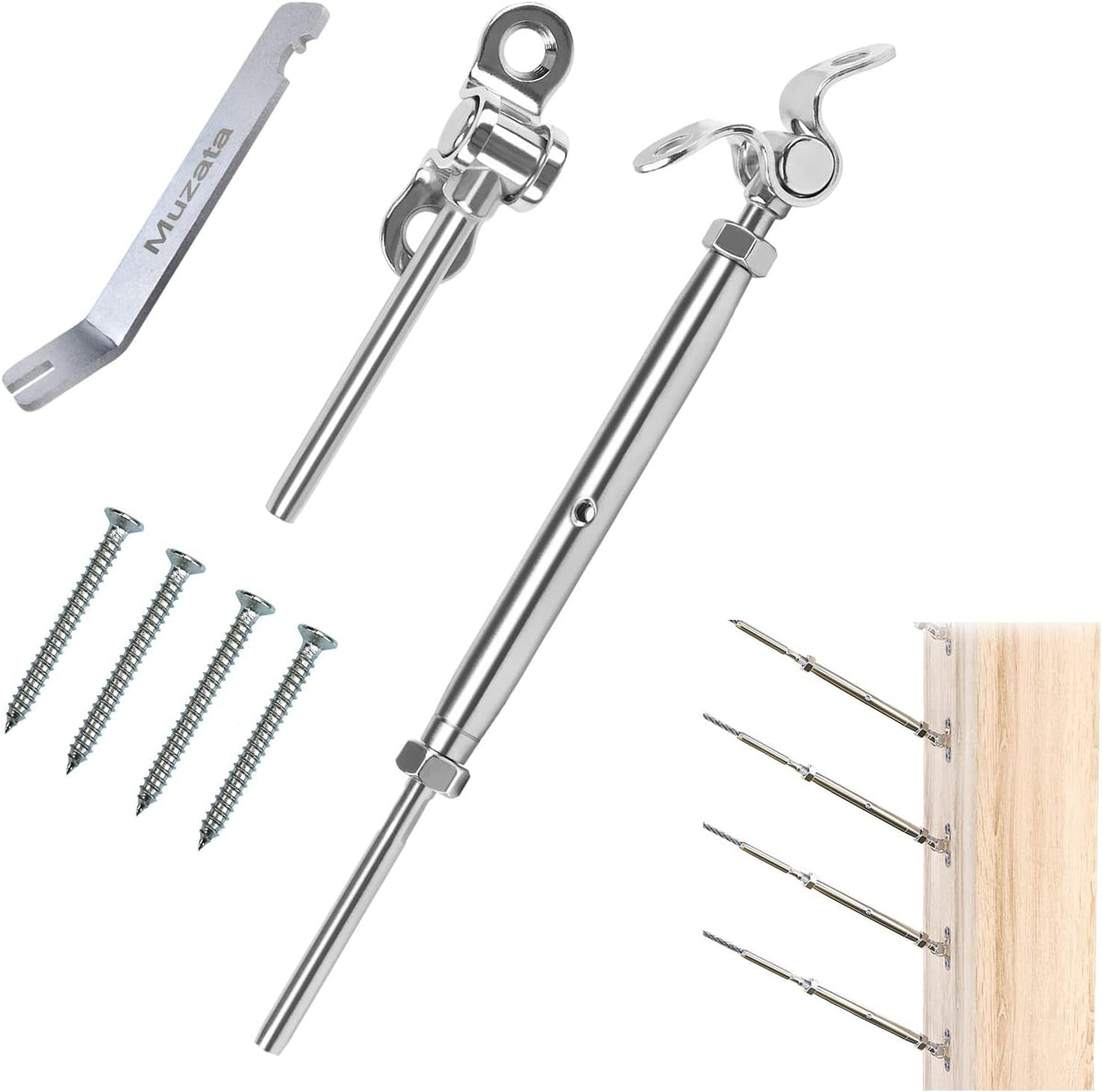 20Set Cable Railing Kit 1/8 T316 Stainless Steel Turnbuckle Hardware A596