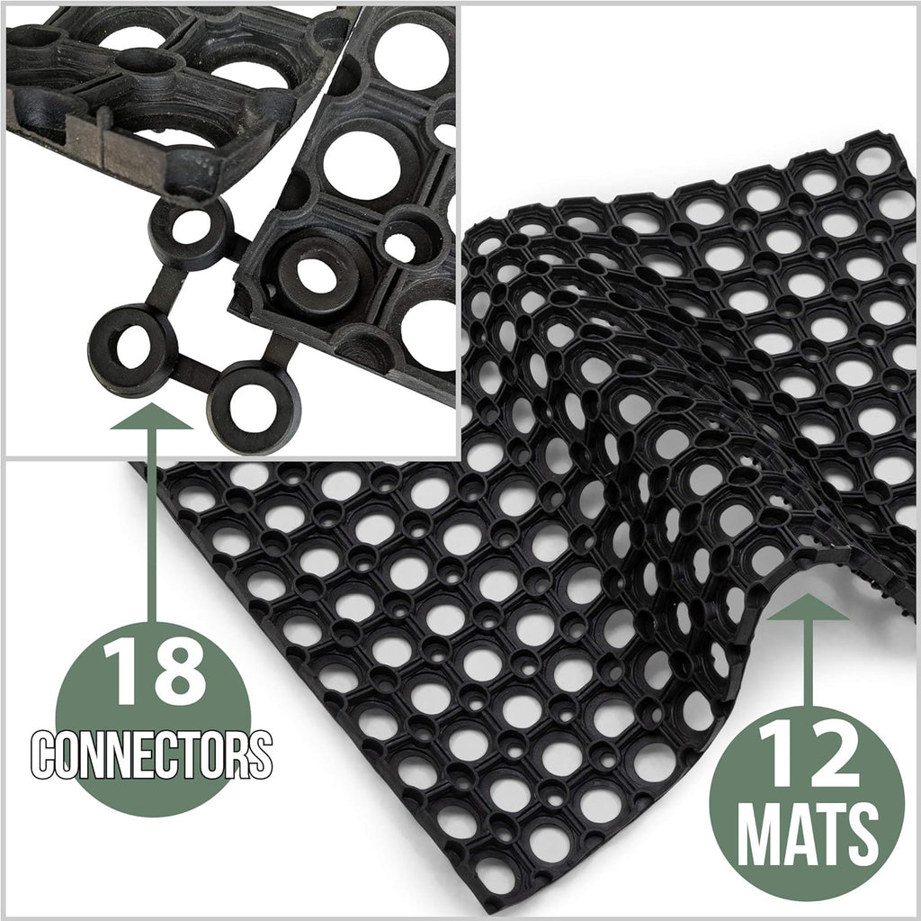 Interlocking Rubber Drainage Floor Mat 24 x 16 inches 12 Mats M803