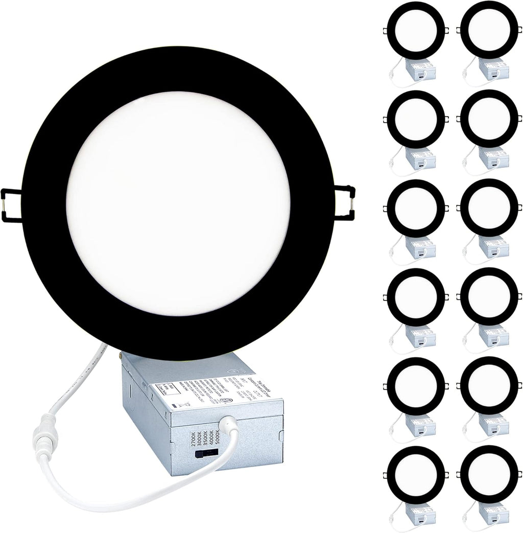 6-Inch Ultra-Thin Canless Recessed LED Lighting Kit, 5 CCT Selectable, Dimmable, 12 Pack S789618