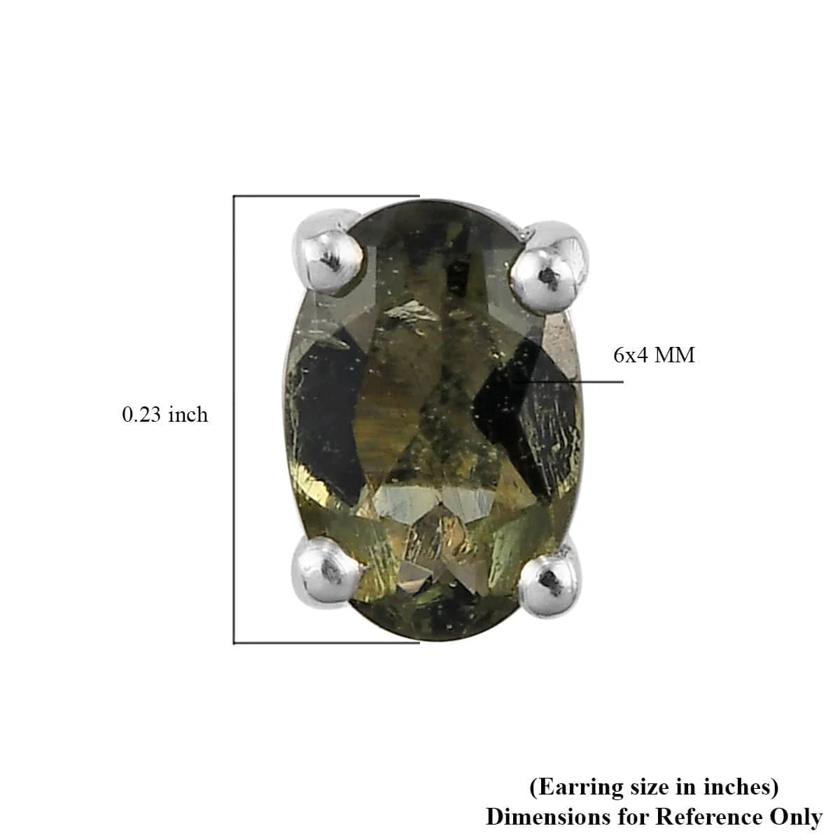 Green Moldavite Stud Earrings 925 Sterling Silver L63359