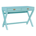 Blue Wood Two Drawer Writing Desk F927