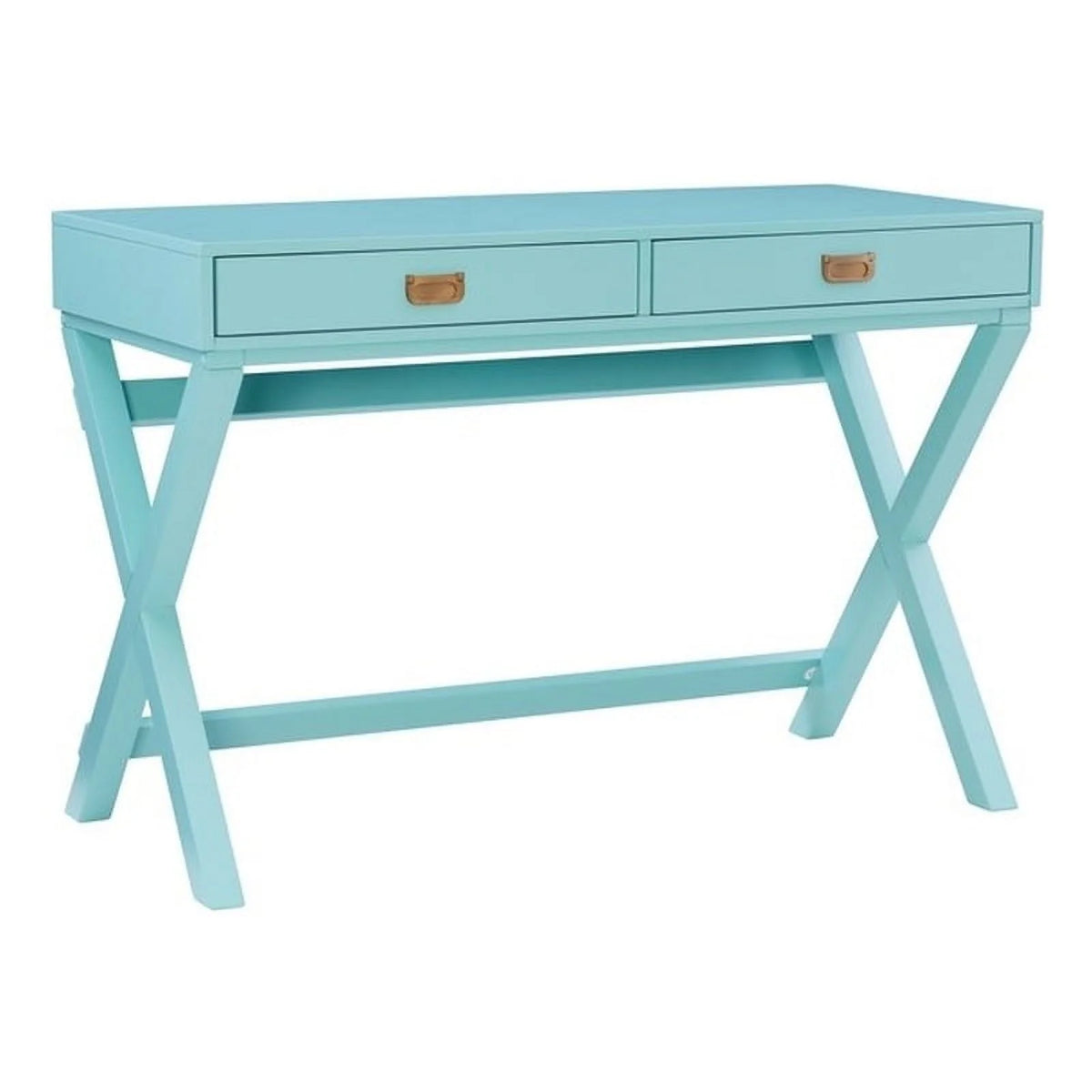 Blue Wood Two Drawer Writing Desk F927