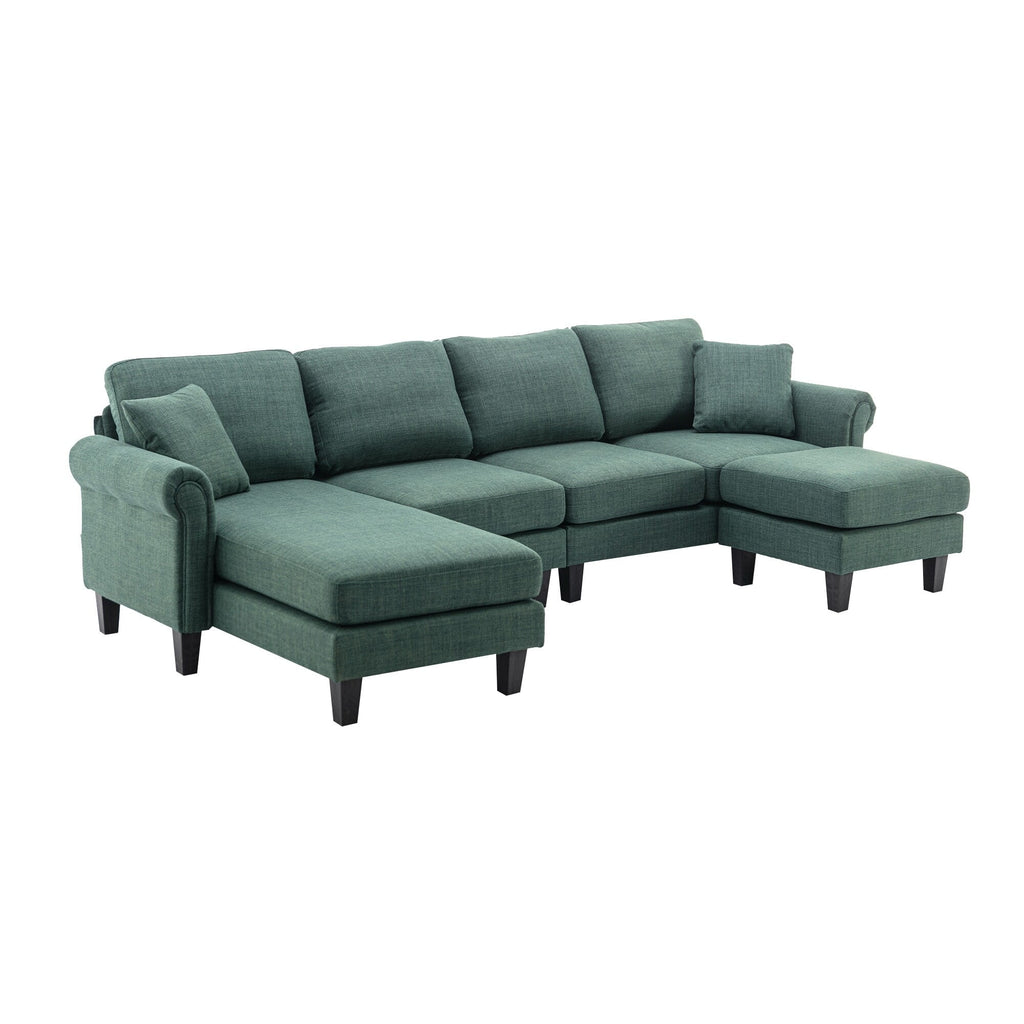 Green Sectional Sofa with Ottoman O6876