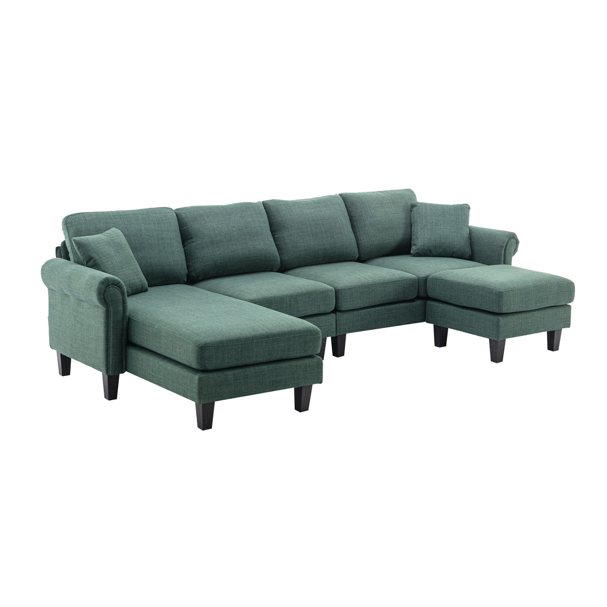 Green Sectional Sofa with Ottoman O6876
