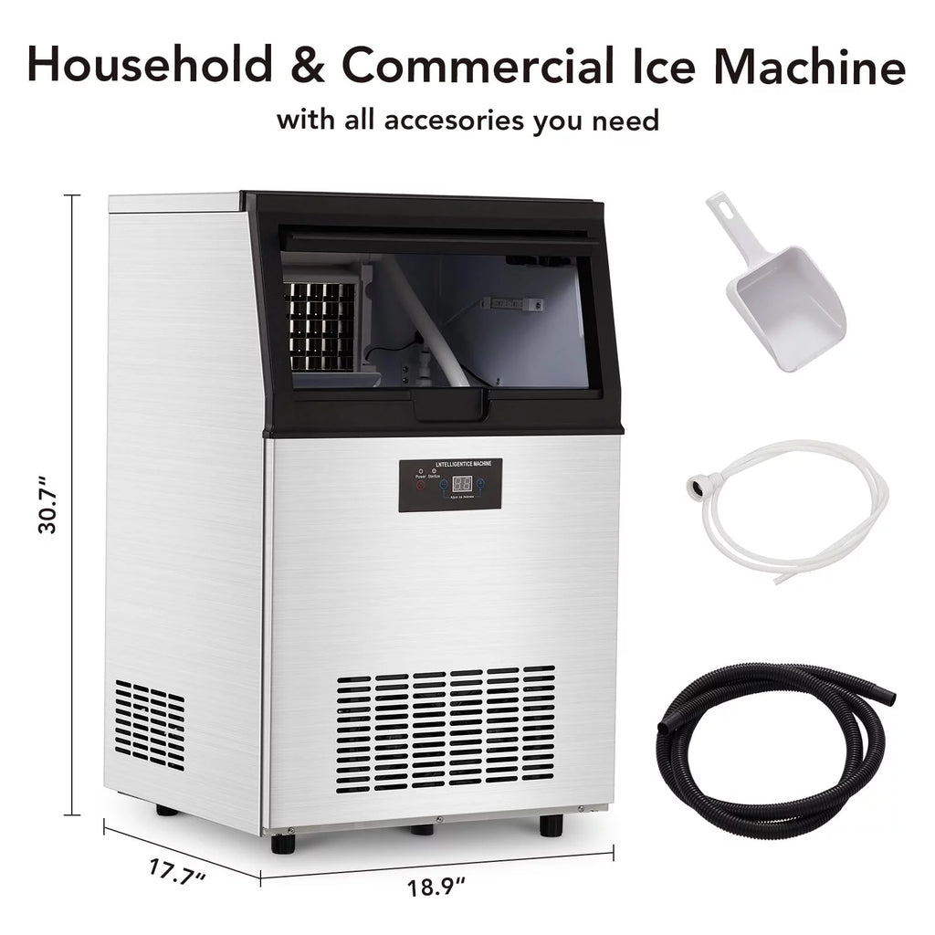 Commercial Stainless Steel Ice Maker with 44lbs Ice Storage L674457