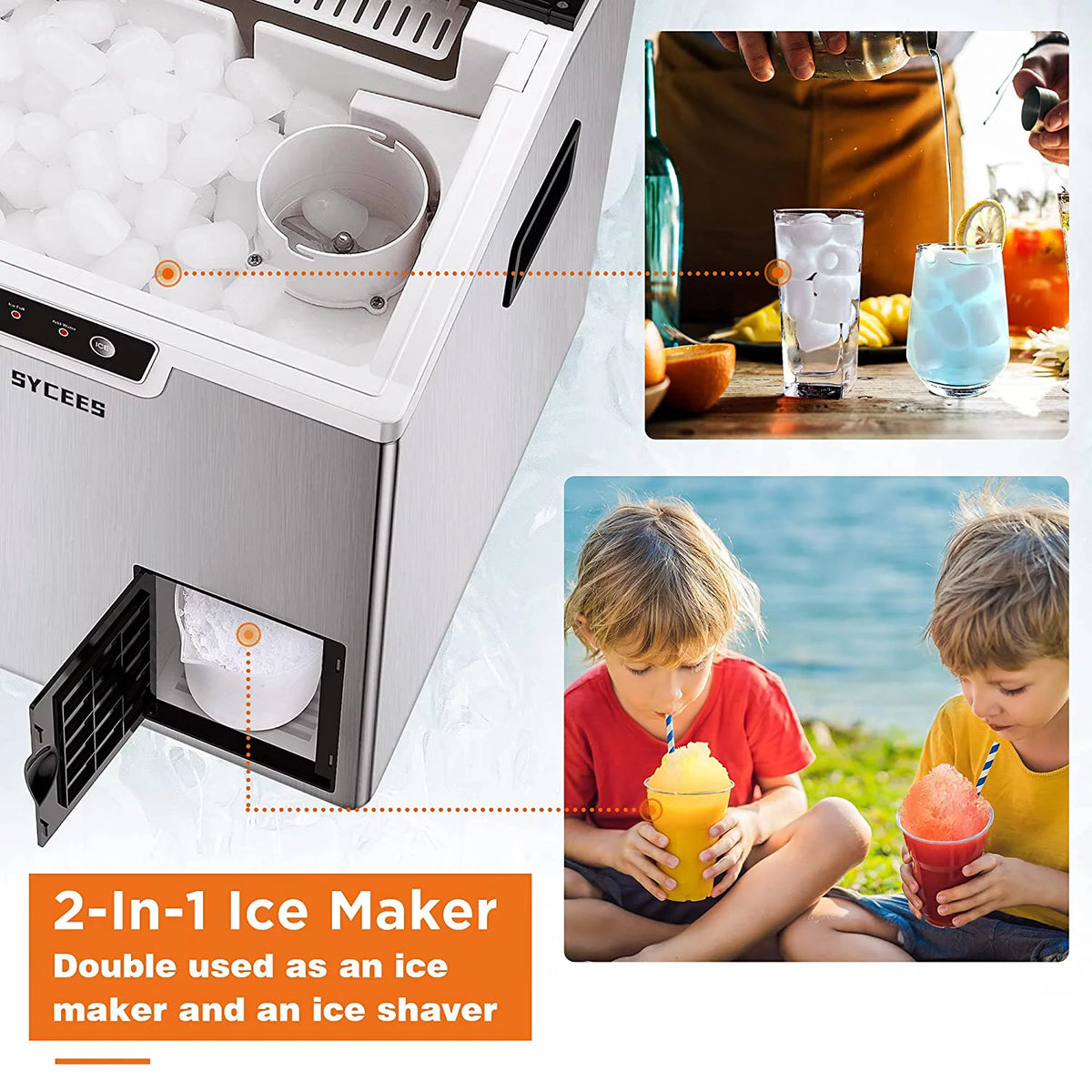 2-in-1 Countertop Ice Maker Machine & Ice Shaver A621