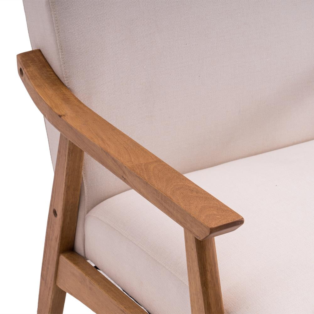 Beige Mid-century Modern Arm Chair with Solid Wood Frame U9425