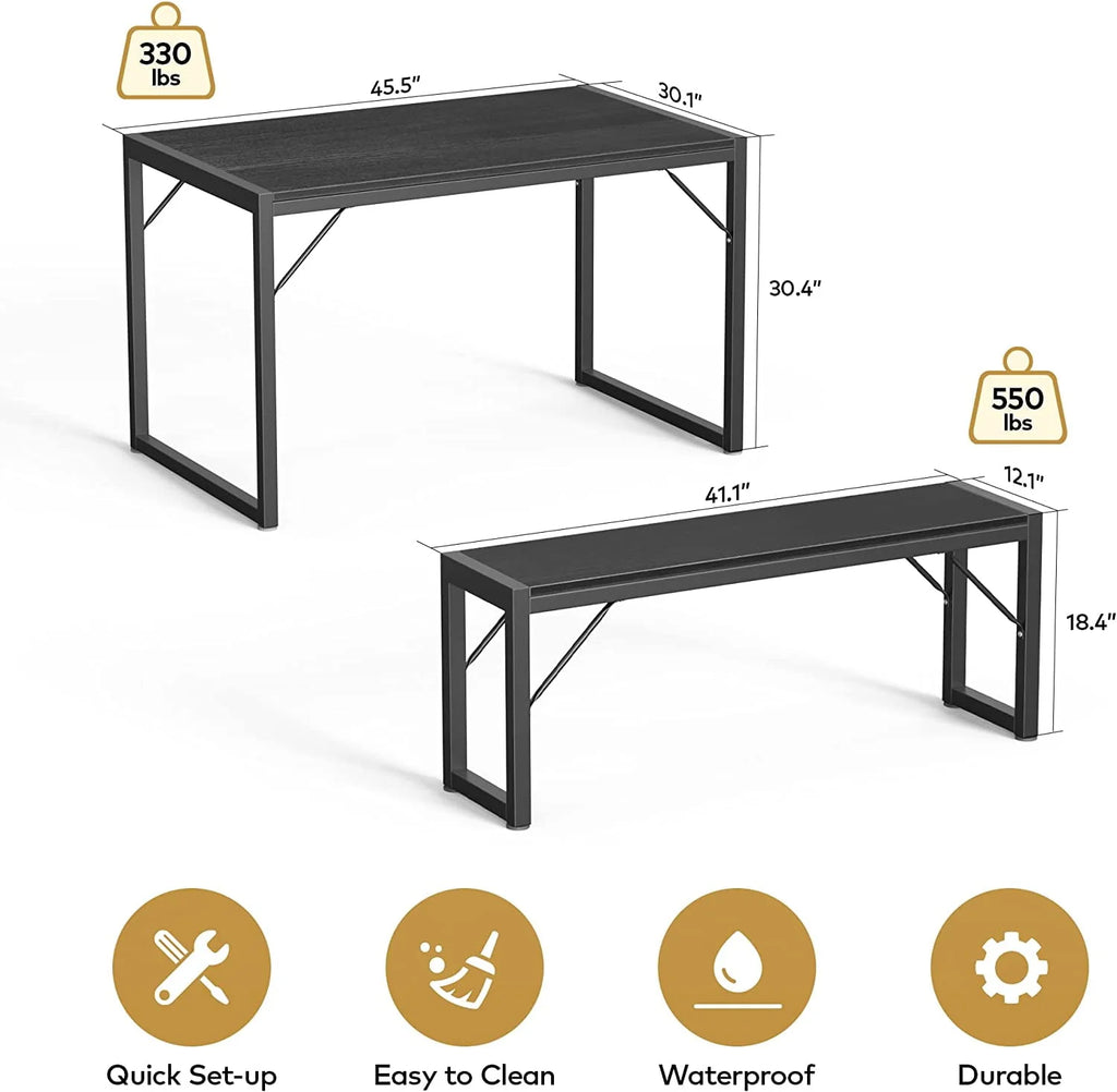 Black Modern Dining Table and Chairs for 4 W935259