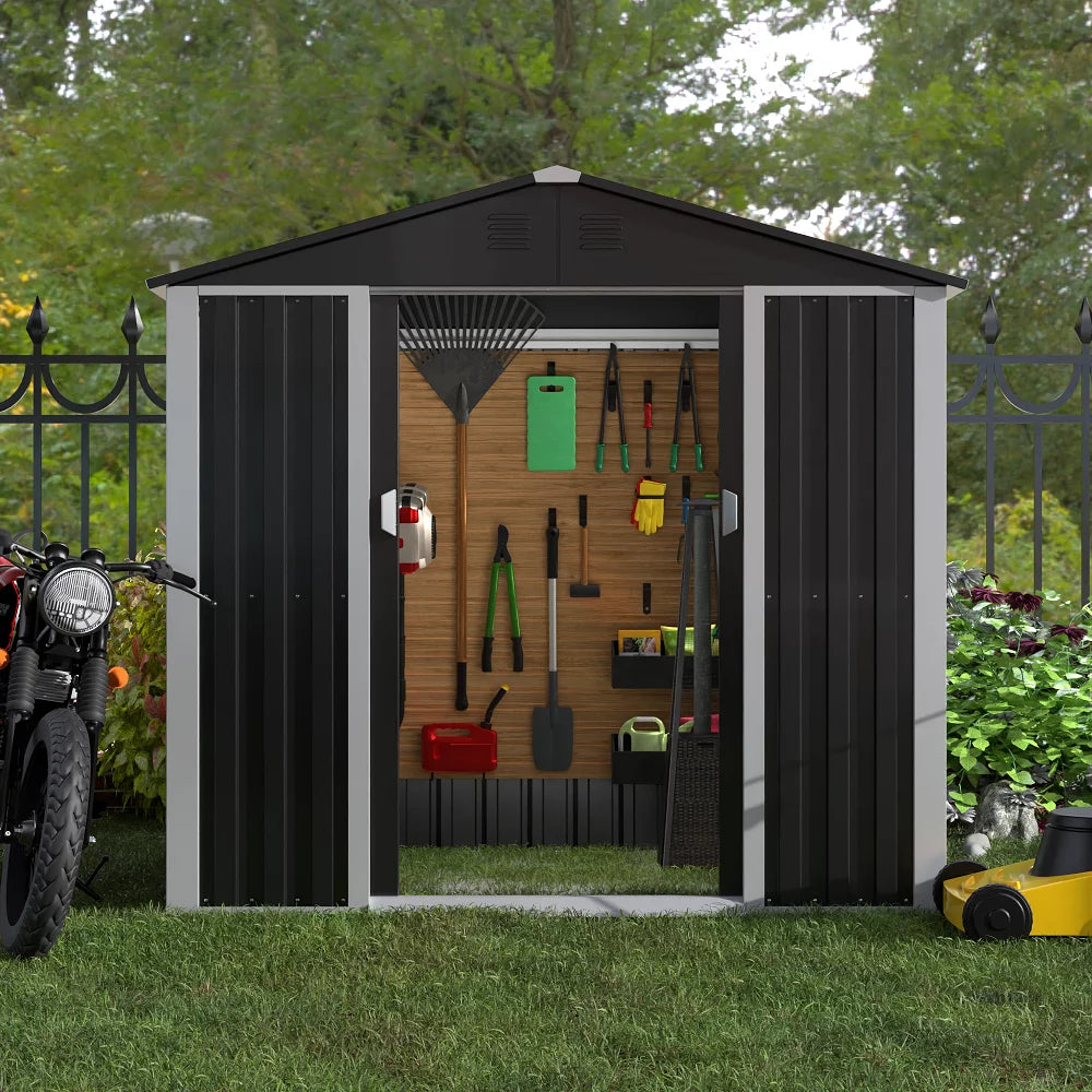 Metal Outdoor Storage Shed with Sliding Door W7672