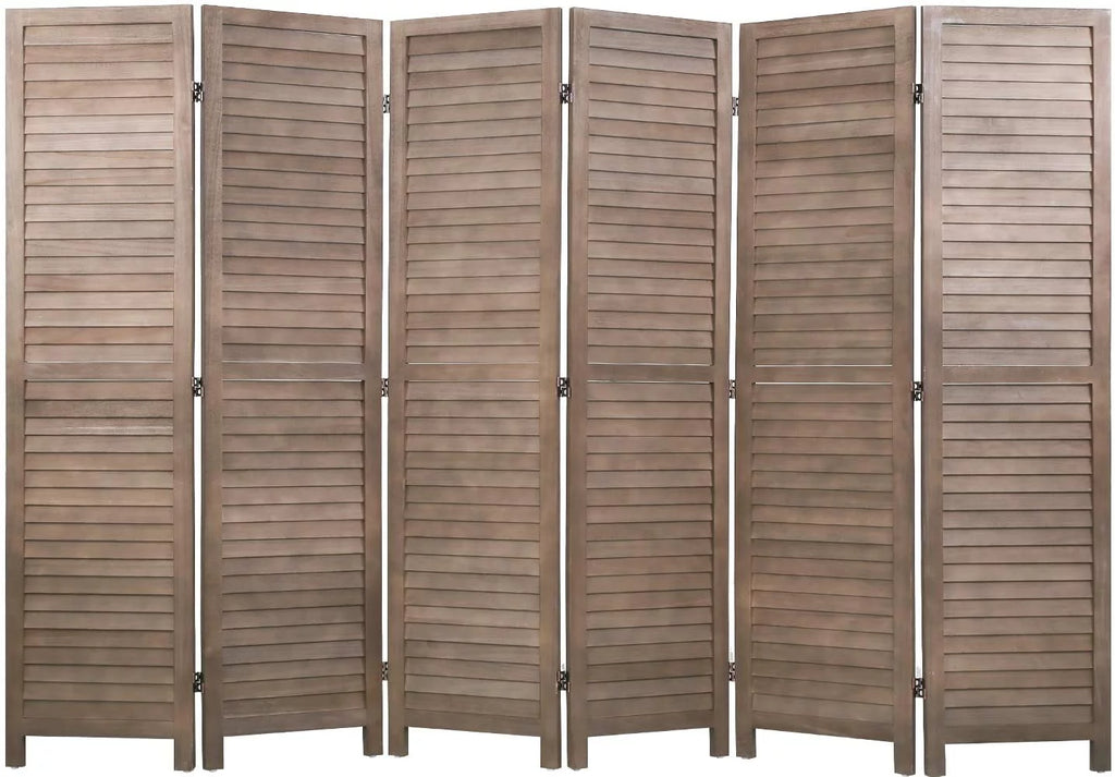 Wood 6 Panel Room Divider Privacy Screen A492