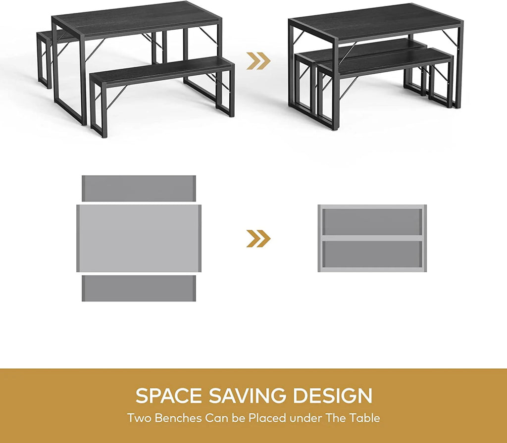 Black Modern Dining Table and Chairs for 4 W935259