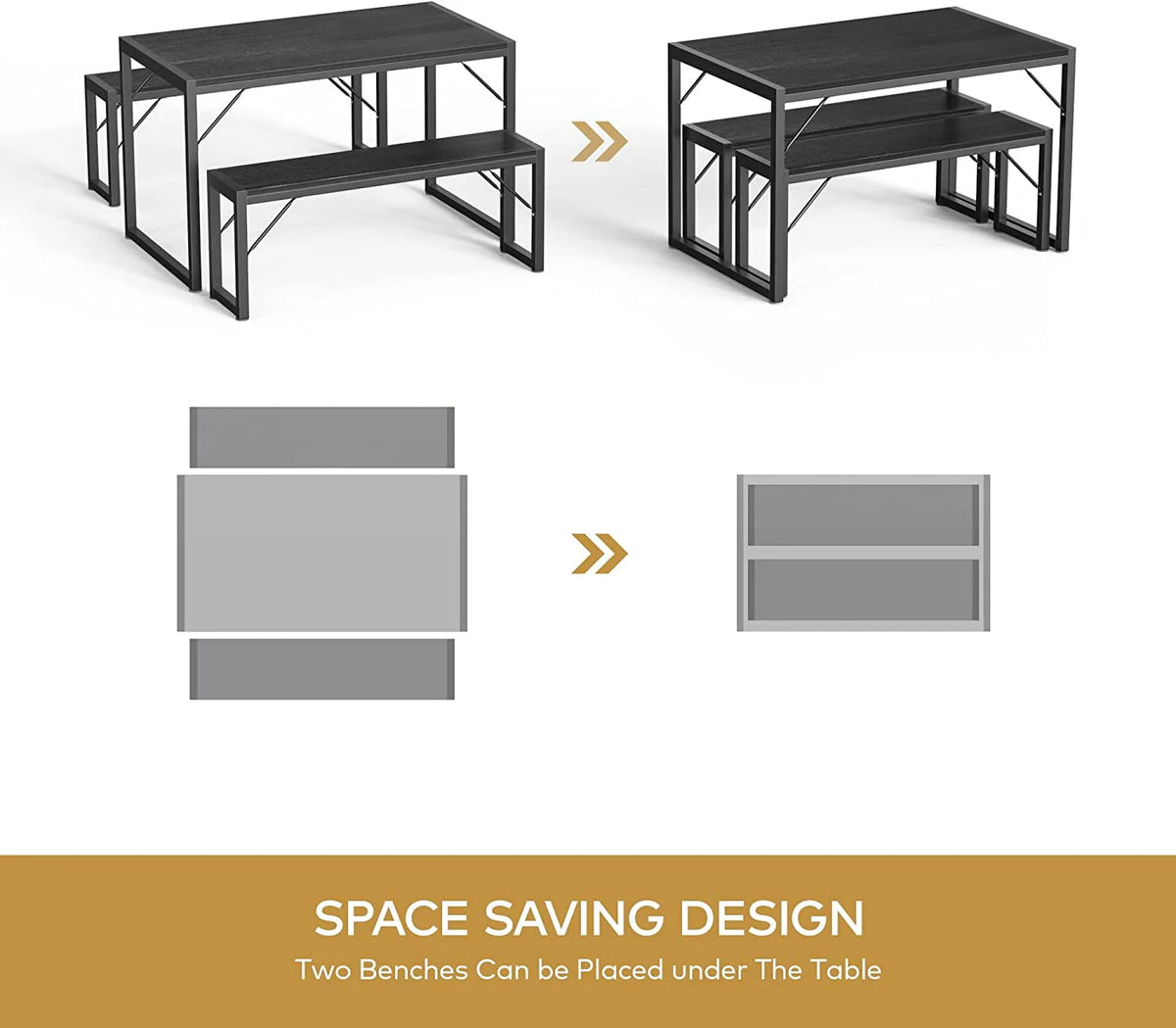 Black Modern Dining Table and Chairs for 4 W935259