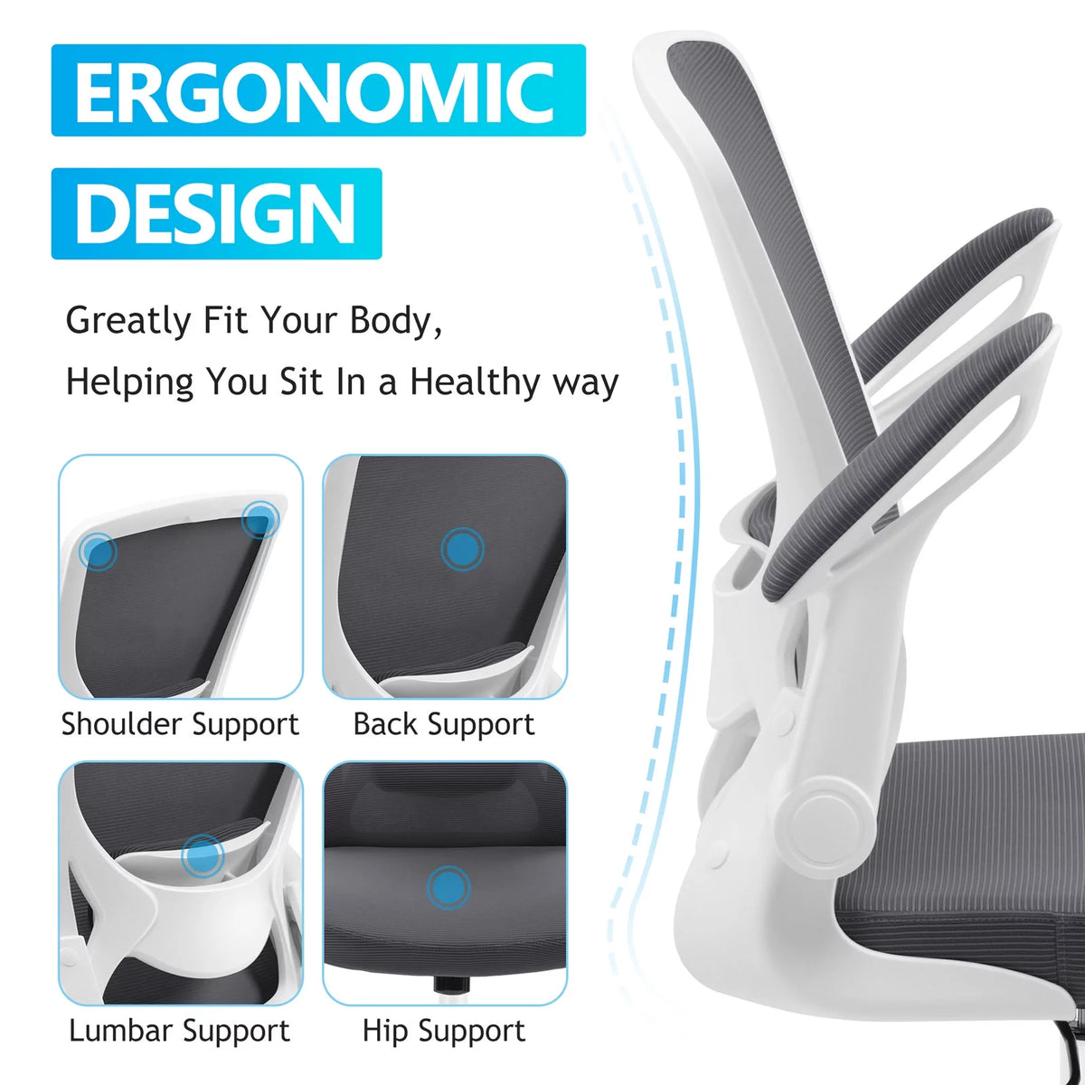 Black Ergonomic Mesh Office Chair with Lumbar Support I3851