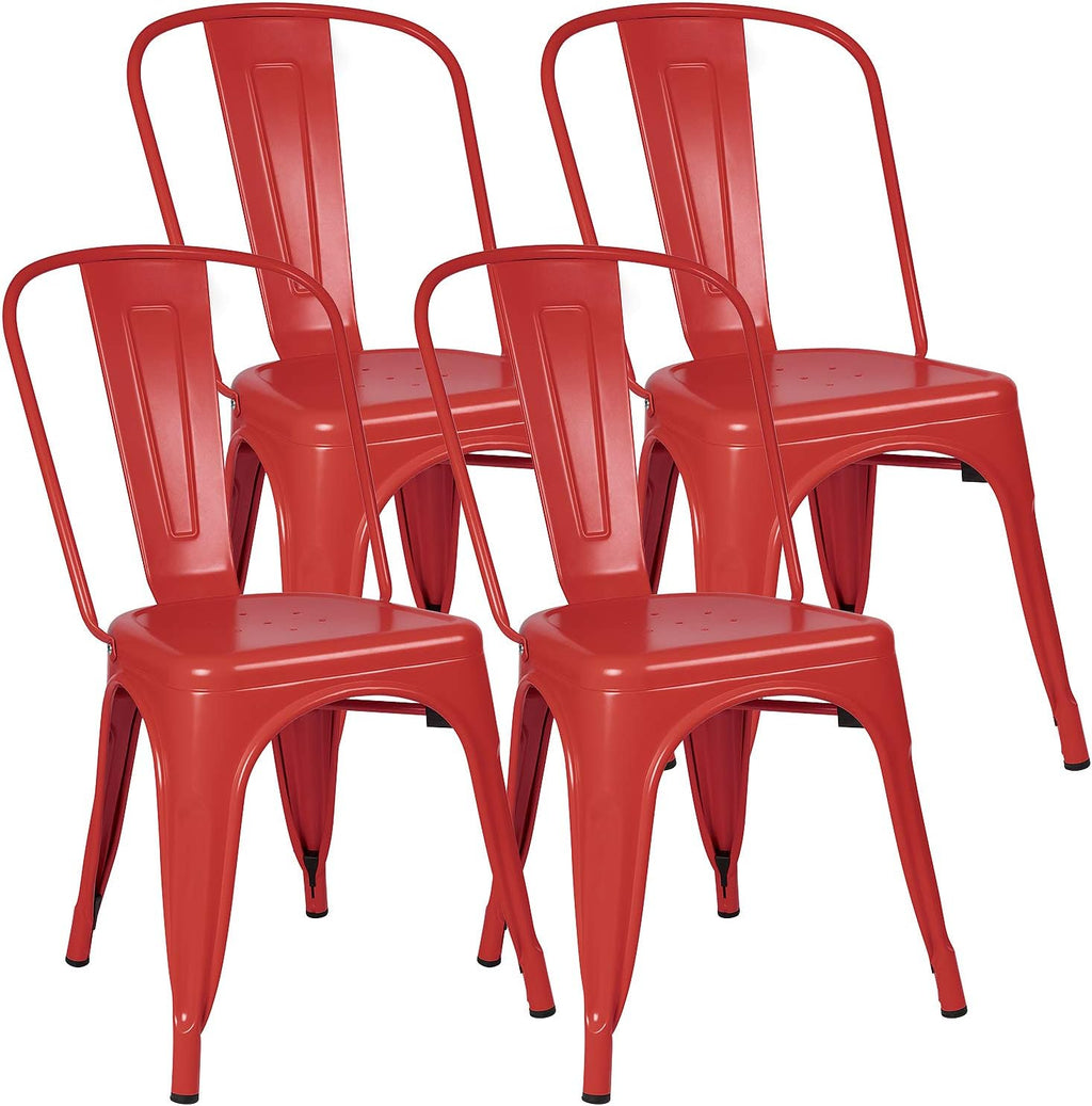 Grey Metal Stackable Dining Chairs Set of 4 L11337