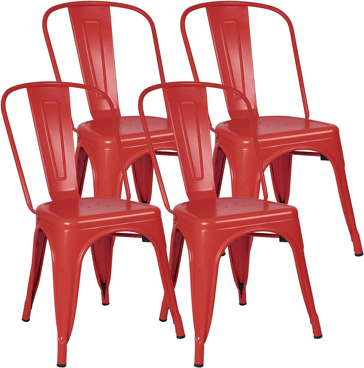 Grey Metal Stackable Dining Chairs Set of 4 L11337