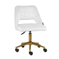 White Velvet Swivel Vanity Chair with Wheels B3517