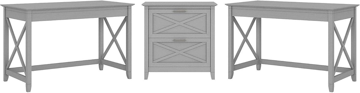 2 Person Desk Set with Lateral File Cabinet I458631