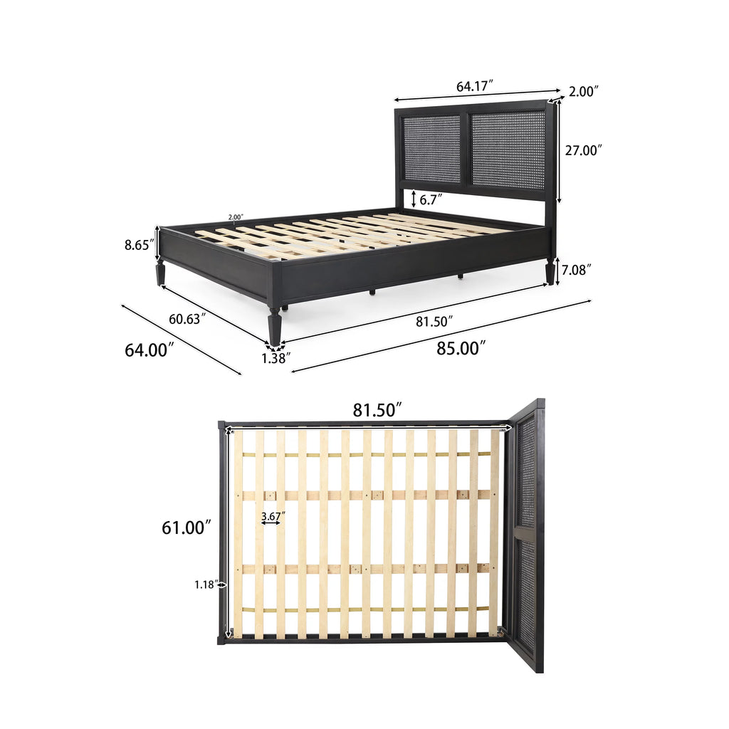 Acacia Wood and Rattan Queen Bed S421015