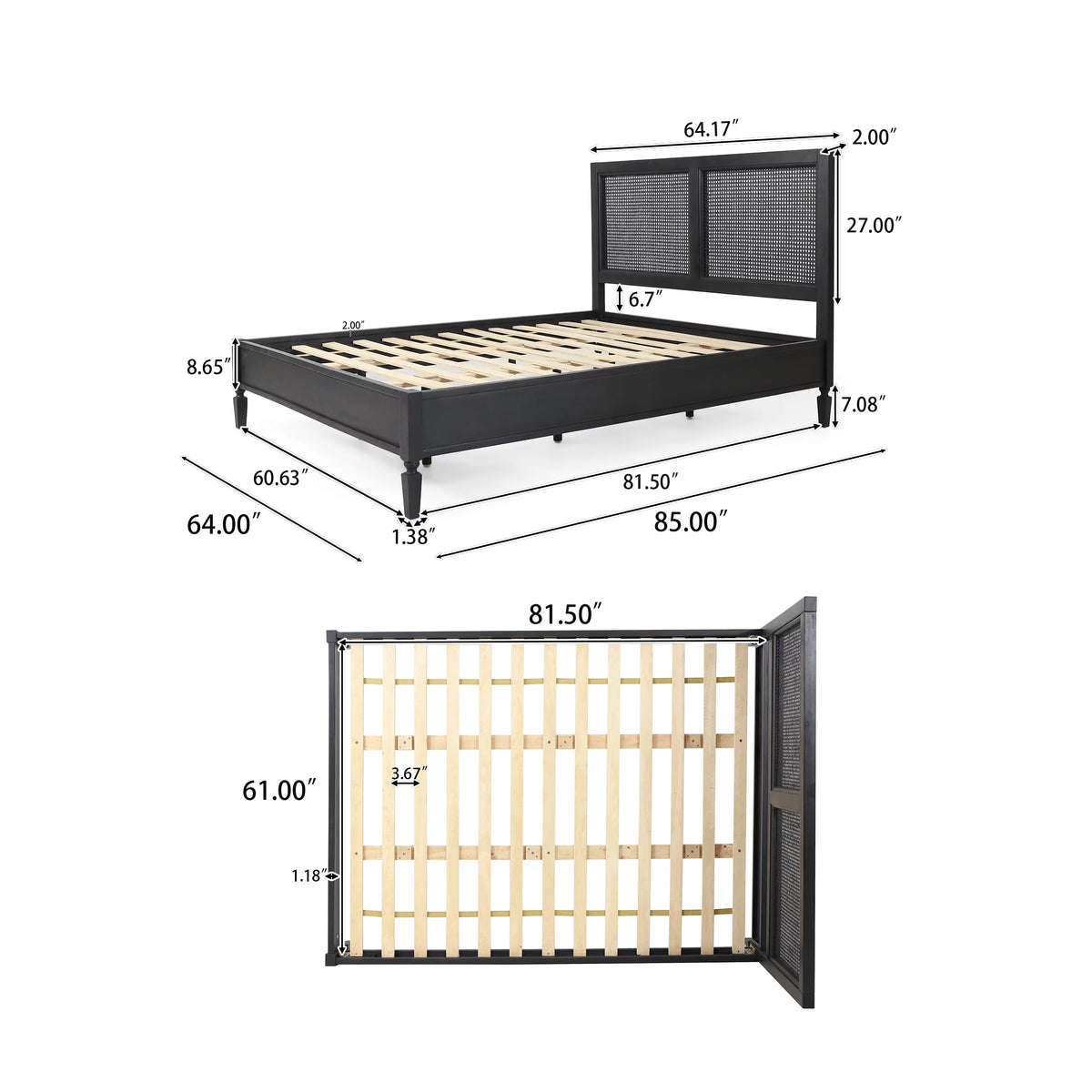 Acacia Wood and Rattan Queen Bed S421015