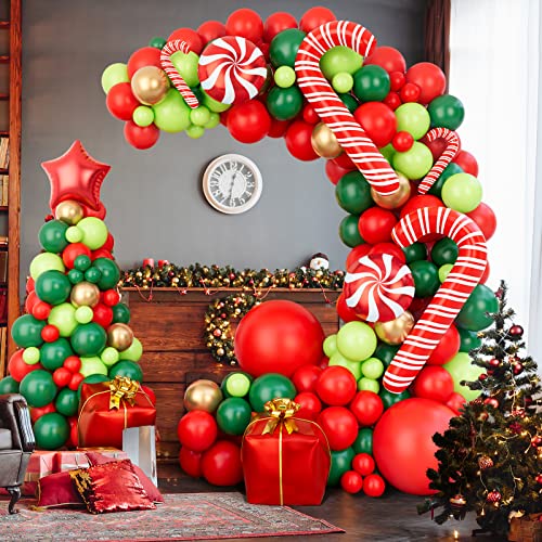 Christmas Balloon Garland Arch Kit with Red Gold Dark Green Balloons P1400