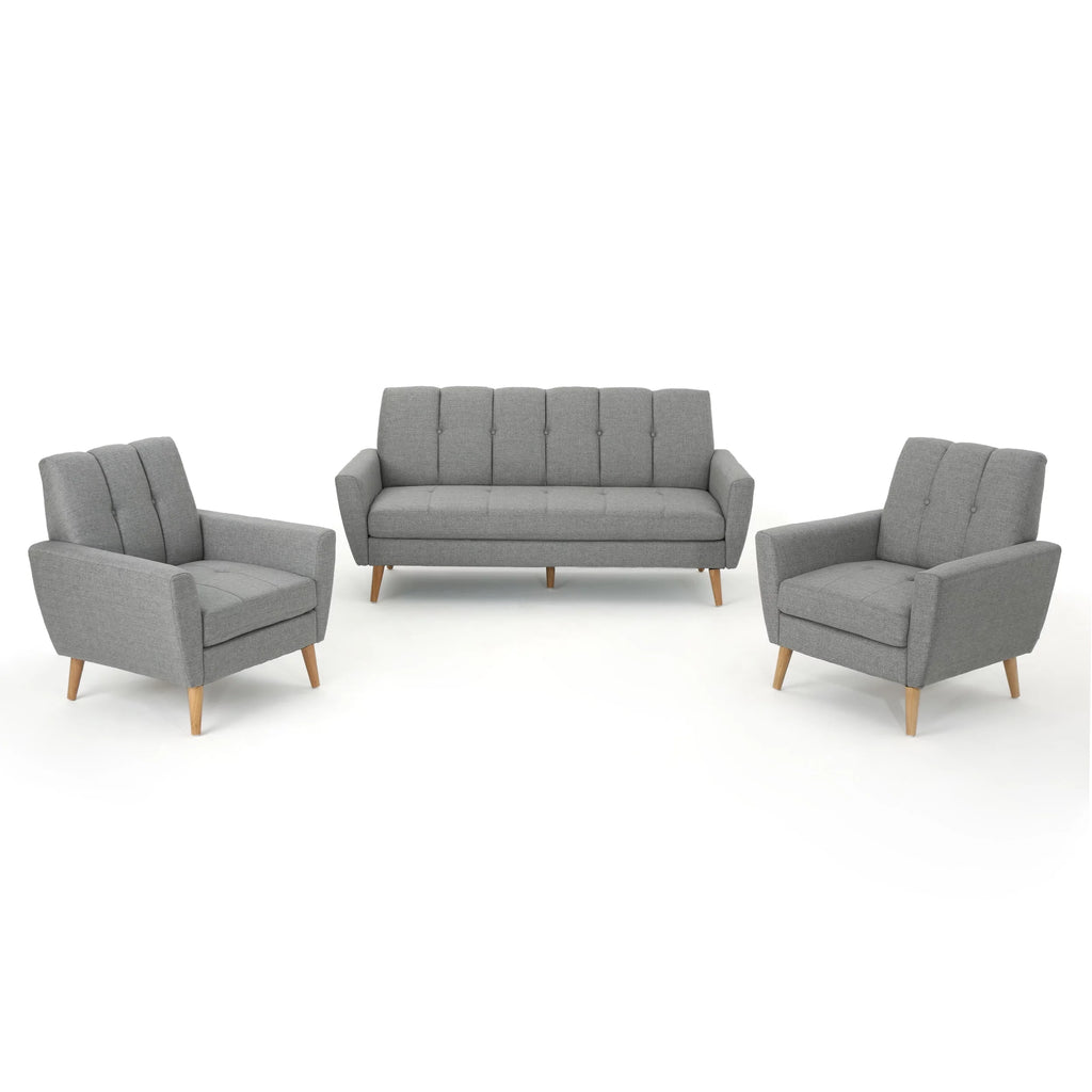 Gray Fabric Tufted Sofa Chat Set C91443