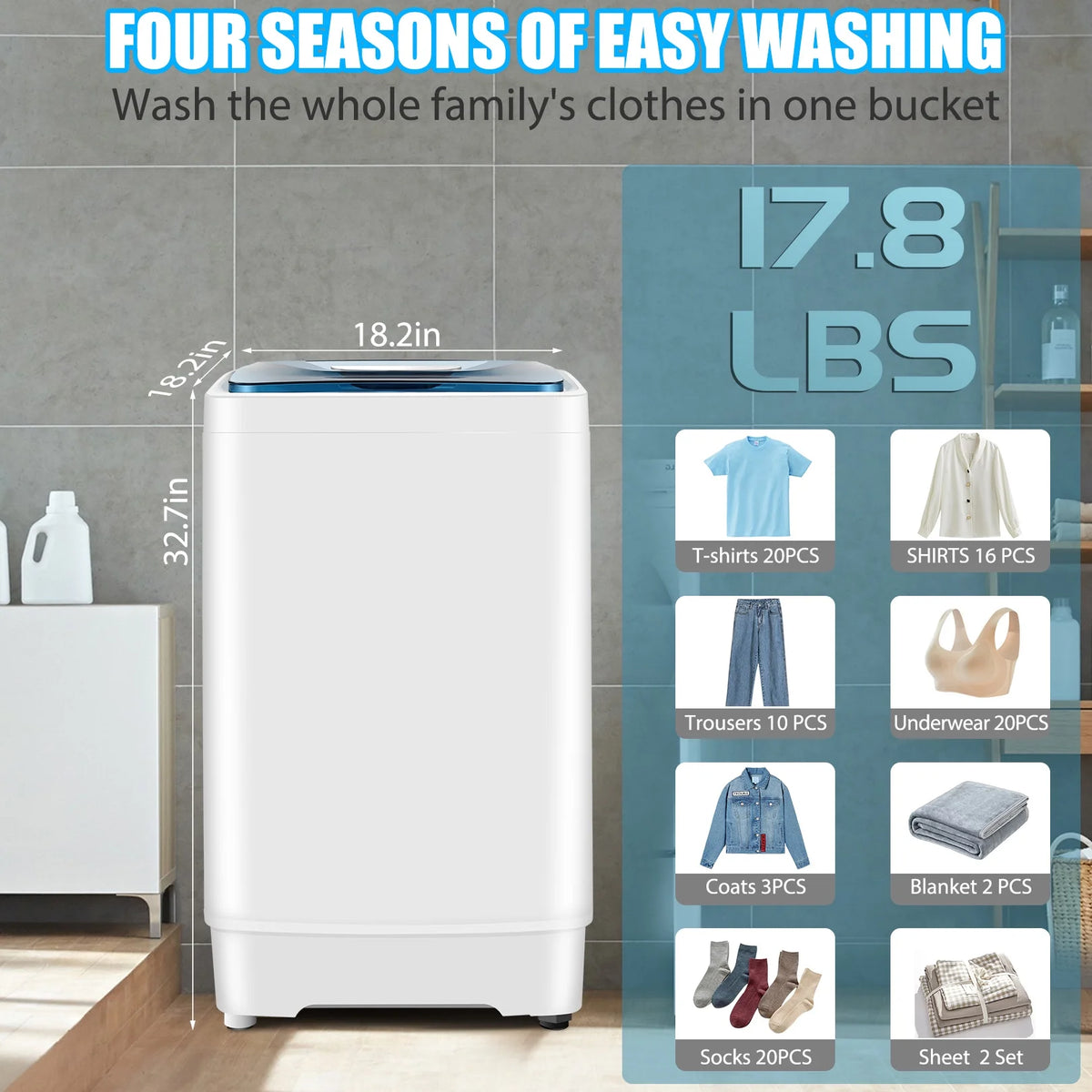 Portable Fully Automatic Washing Machine with 8 Programs R571686