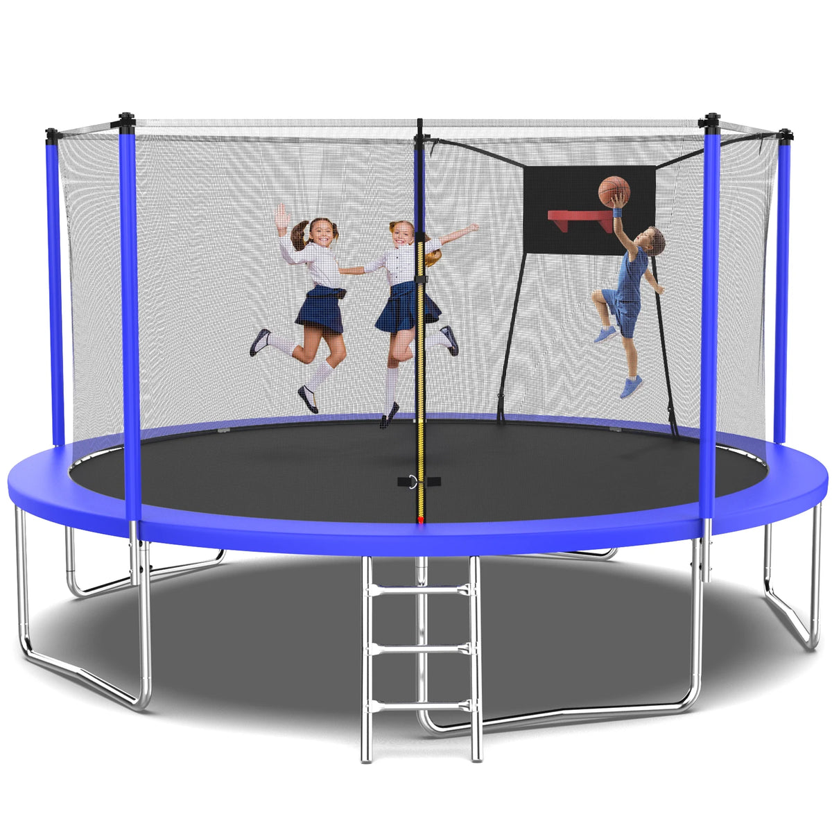 12FT Round Trampoline with Enclosure Net V472474