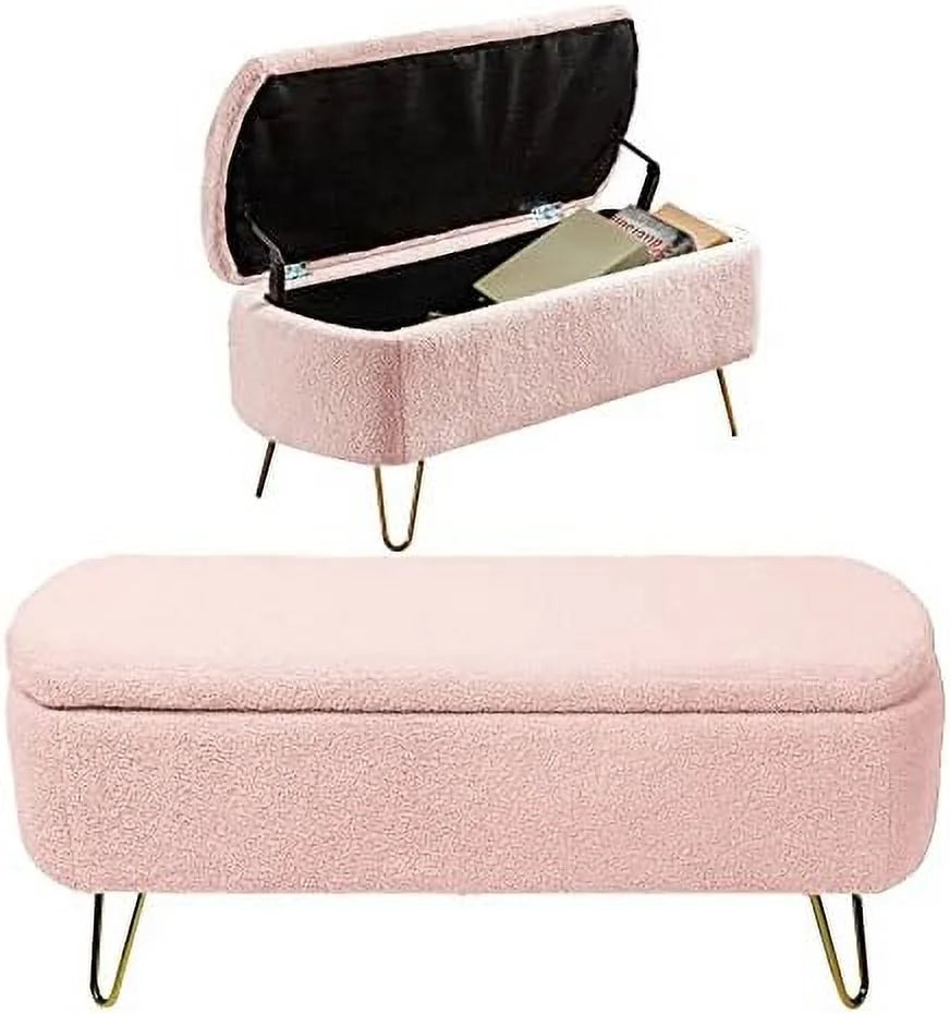 Cream White Boucle Ottoman Bench H52153