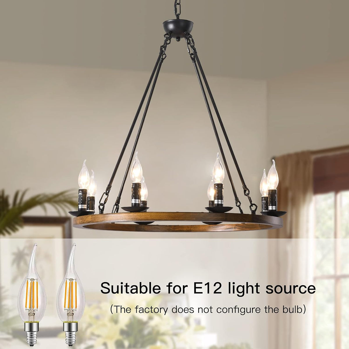 8-Lights Wagon Wheel Chandelier F99791