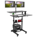 Black Mobile Standing Desk with Dual Monitor Mount S63581