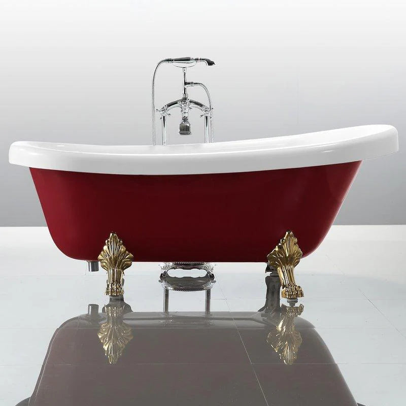 Freestanding Soaking Bathtub in Red and White N750