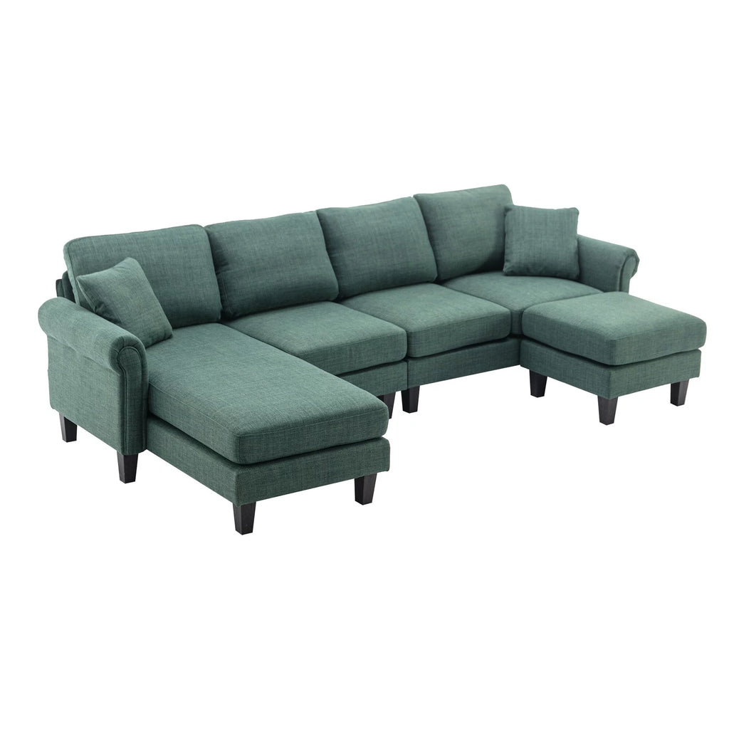 Green Sectional Sofa with Ottoman O6876