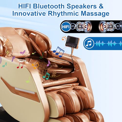 Zero Gravity SL-Track Shiatsu Full Body Massage Chair with Body Scan, Waist Heating, Bluetooth, Foot Rollers, 32 Airbags & Extended Footrest E4542