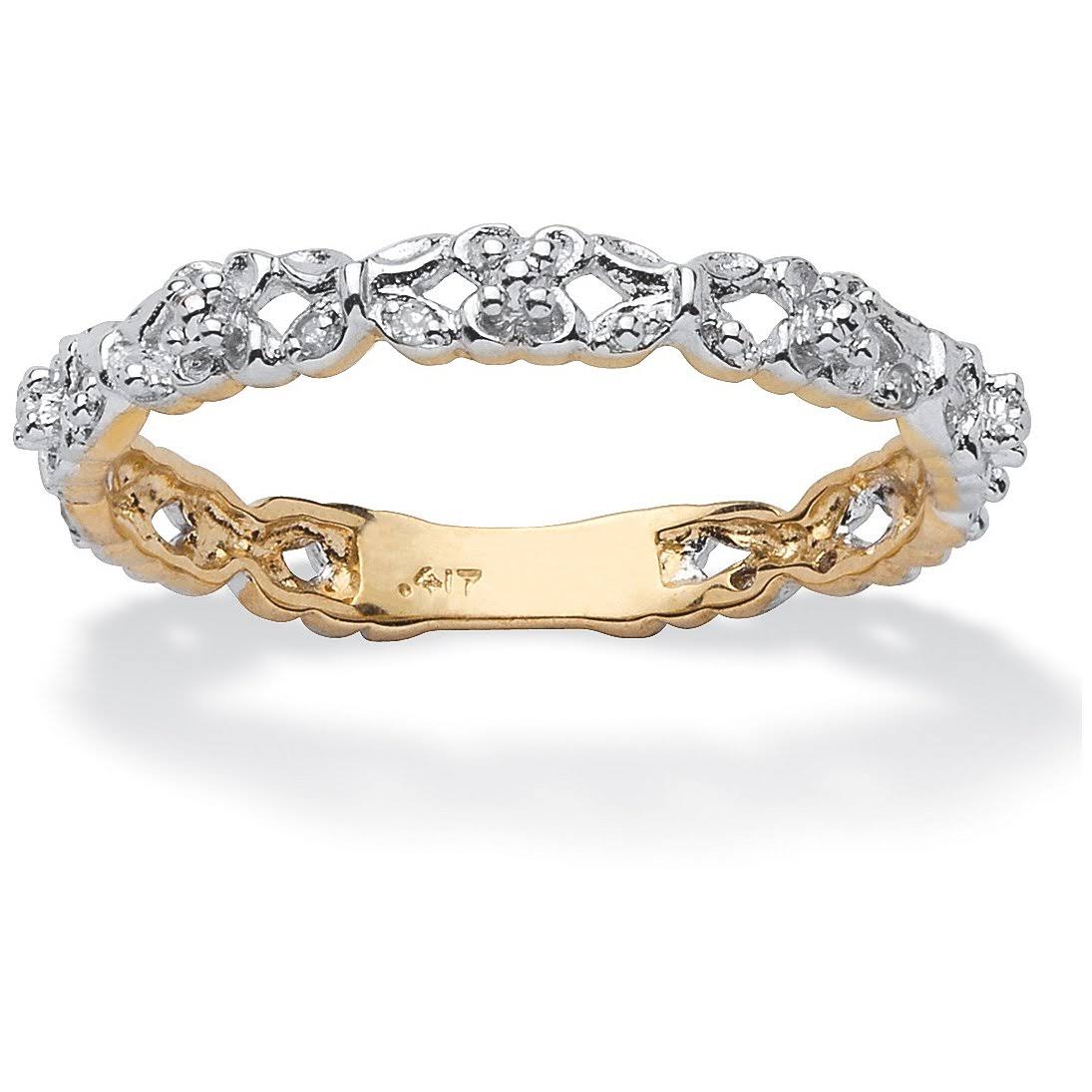 10K Yellow Gold Diamond Accent Stackable Eternity Promise Ring Z2172