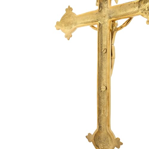 Brass Catholic Crucifix 12.5 by 7 Inches E71326