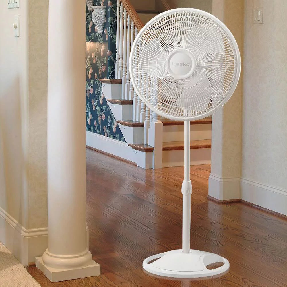 16" 3-Speed Oscillating Pedestal Fan, White K540