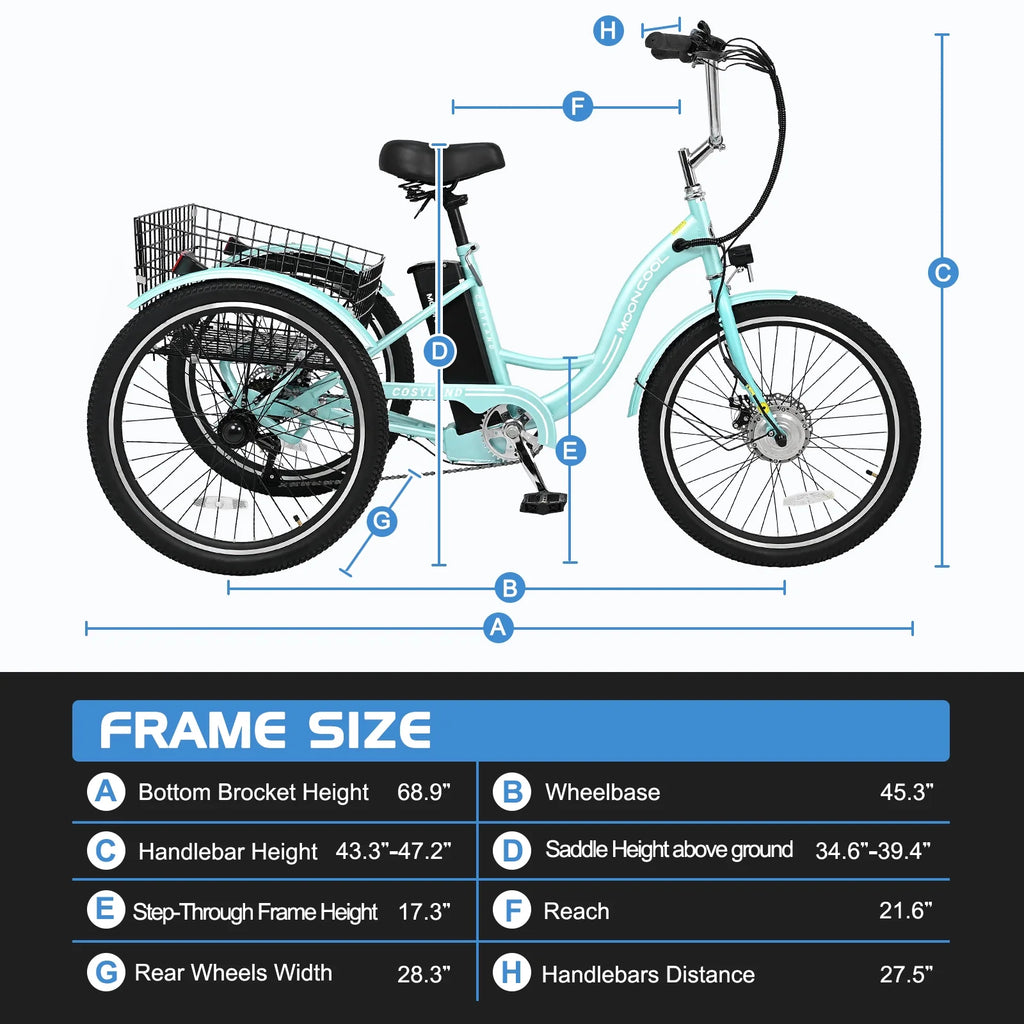 Electric Tricycle 3 Wheel 350W 36V 10.4AH 24" Adults with Basket R56277