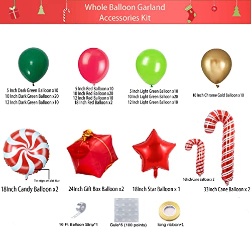 Christmas Balloon Garland Arch Kit with Red Gold Dark Green Balloons P1400