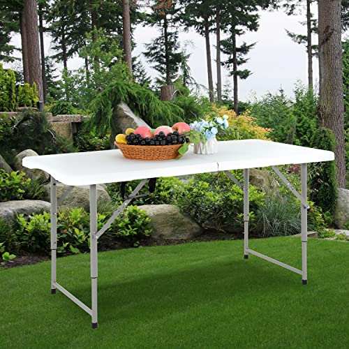 Folding Table 4FT Plastic Height Adjustable White W8366