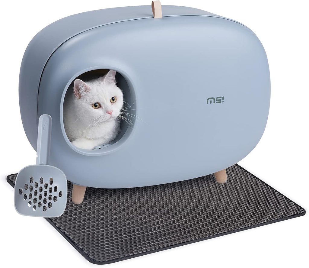 Cat Litter Box With Lid Enclosed Design with Scoop&Mat R4116