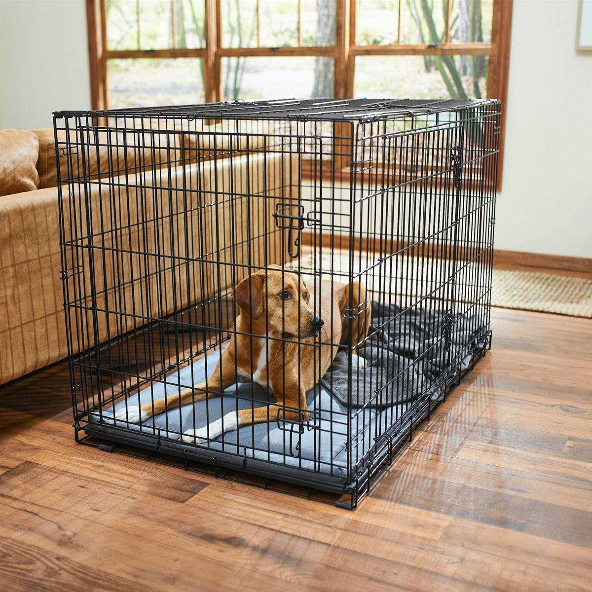 Heavy Duty 3 Door Collapsible Wire Dog Crate I244050