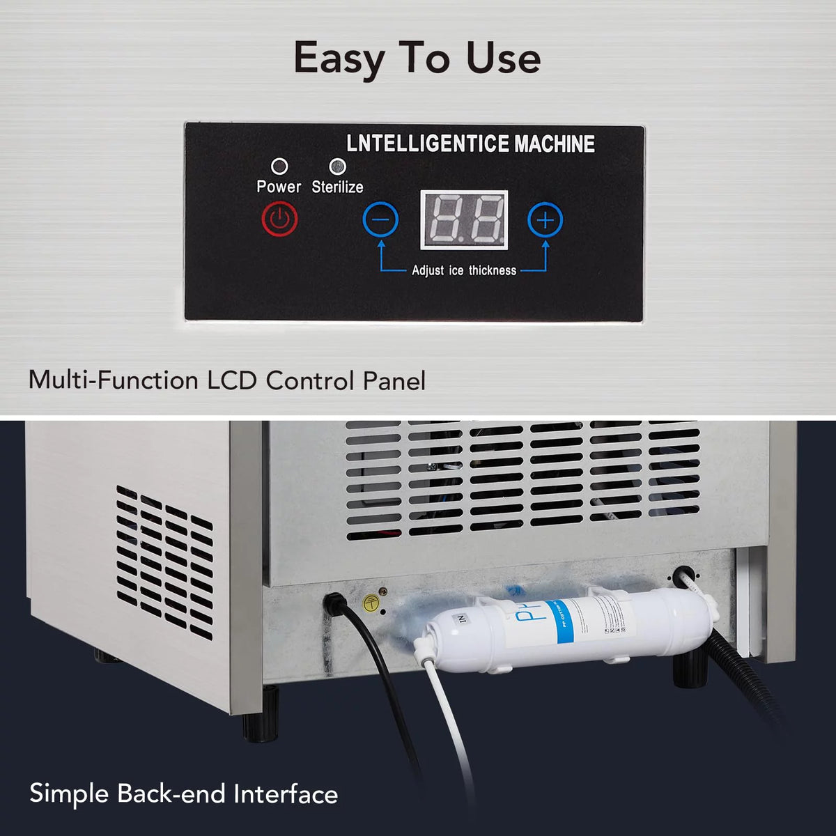 Commercial Stainless Steel Ice Maker with 44lbs Ice Storage L674457