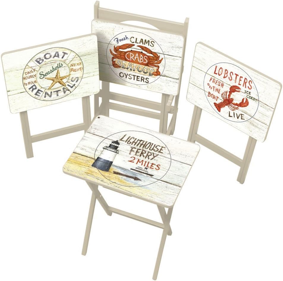 Farmhouse TV Trays with Stand, Set of 4 H8841