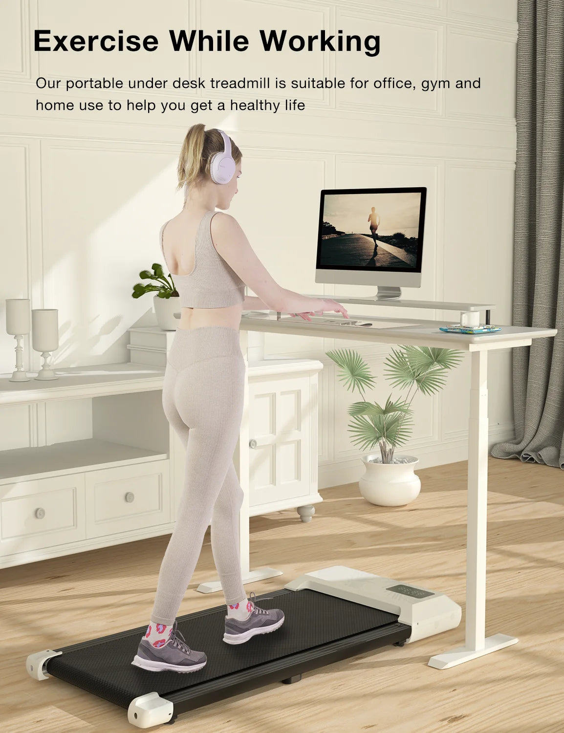 2.5Hp Walking Pad Under Desk Treadmill with Remote Control and LED Display Z144