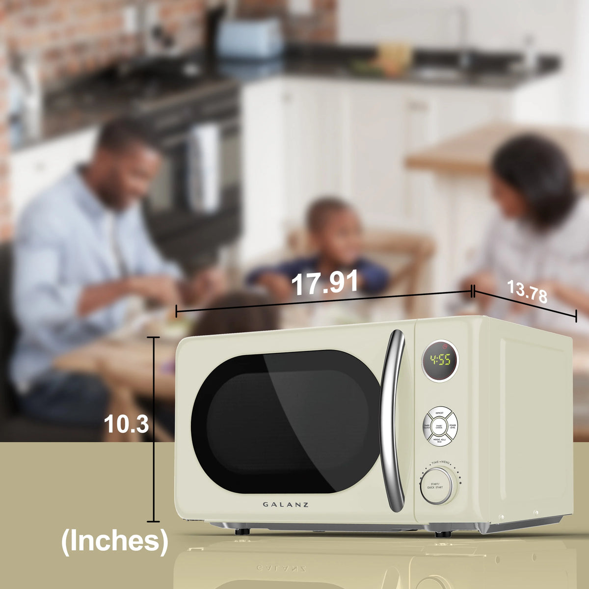 0.7 Cu ft 700 Watts Blue Retro Countertop Microwave Oven U1858