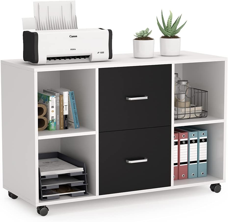 2 Drawer Wood File Cabinet with Wheels V436849