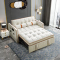 Beige Velvet Convertible Sleeper Sofa Bed O784497
