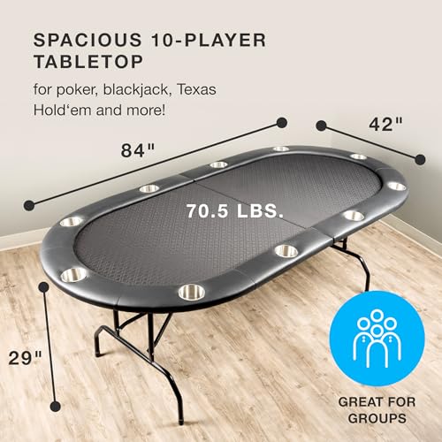 10-Person Foldable Poker Table with Speed Cloth and Stainless Steel Cupholders V71816