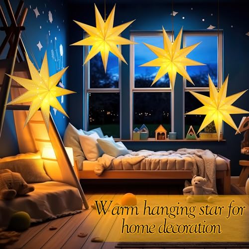 4 Pack 24 Inch Paper Star Lantern with 50 LEDs N88677